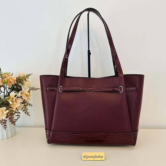 Michael Kors Purse Reed Large Logo Tote Bag Oxblood MK - Picture 4 of 9